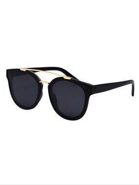 TOPANGA I-SEA Black Sunglasses with Gold Brow Bar